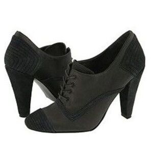 NINE WEST Tenant Black Satin High Heel Lace-up Shootie Size 8.5M NIB